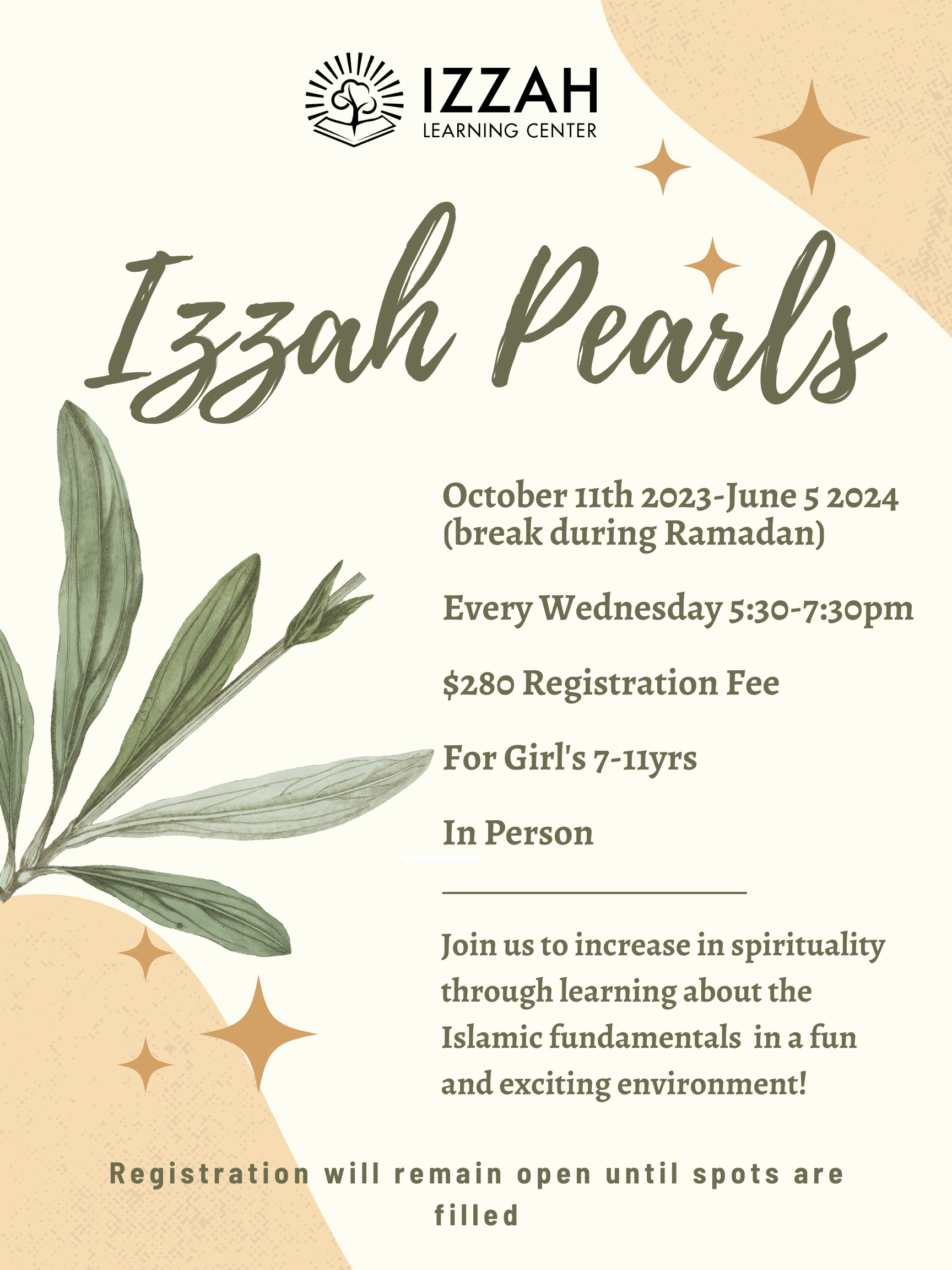 Izzah Pearls Program for Sisters Ages 7 to 11
